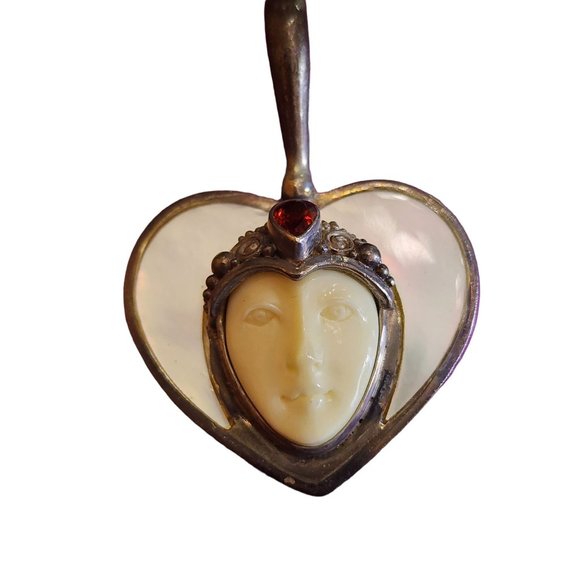 Unsigned Possibly Sajen Sterling Semi Precious Heart Goddess Pendant (A2135) - Picture 2 of 4
